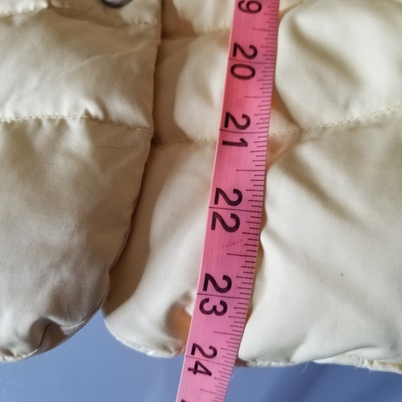 Vero Puimino Real Feather Embroidered Reversible Pale Yellow Puffer Jacket Sz S - Picture 13 of 16